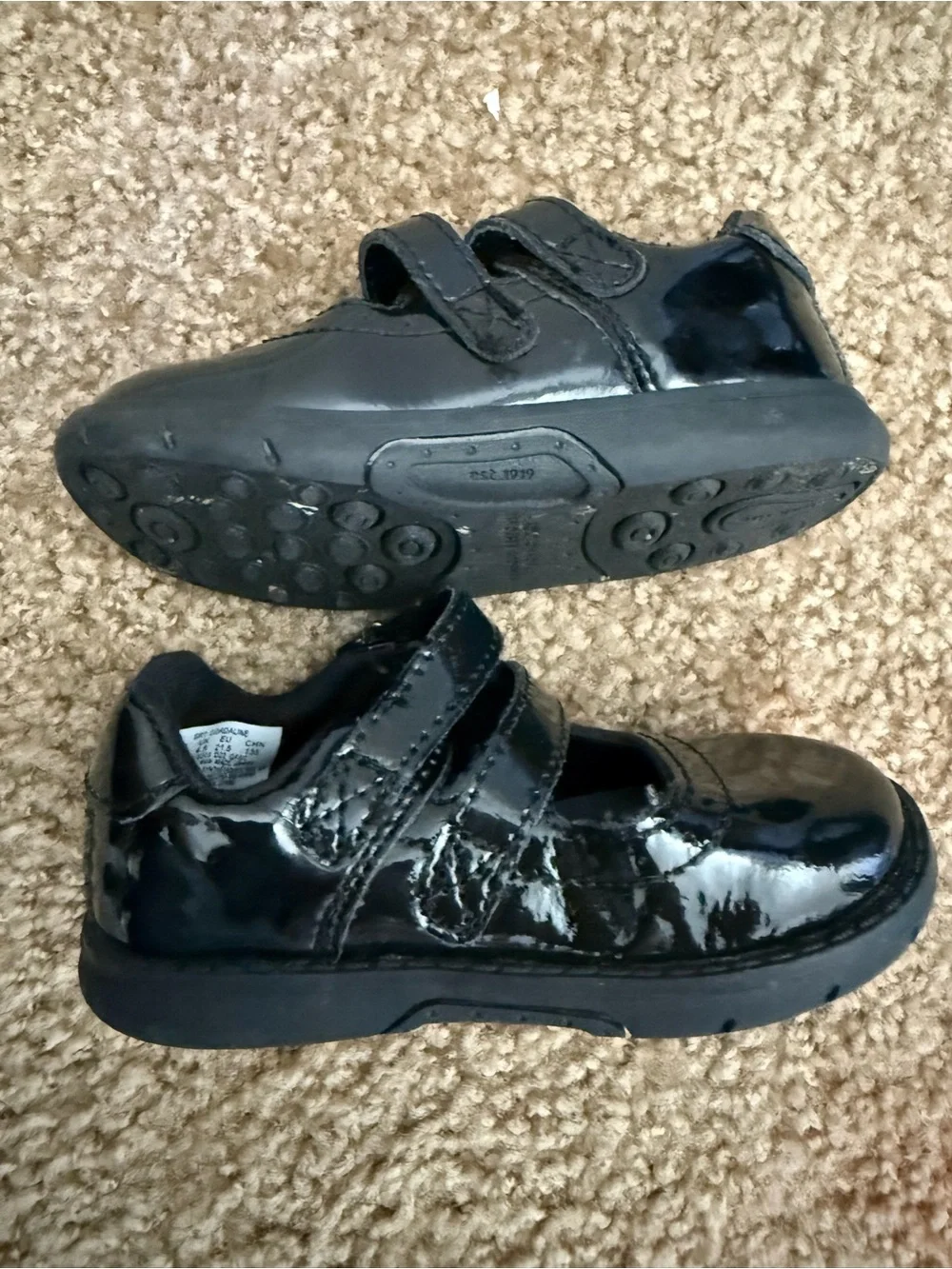Stride Rite Cordaline Black Patent Double-Strap Mary Jane Kids Shoes